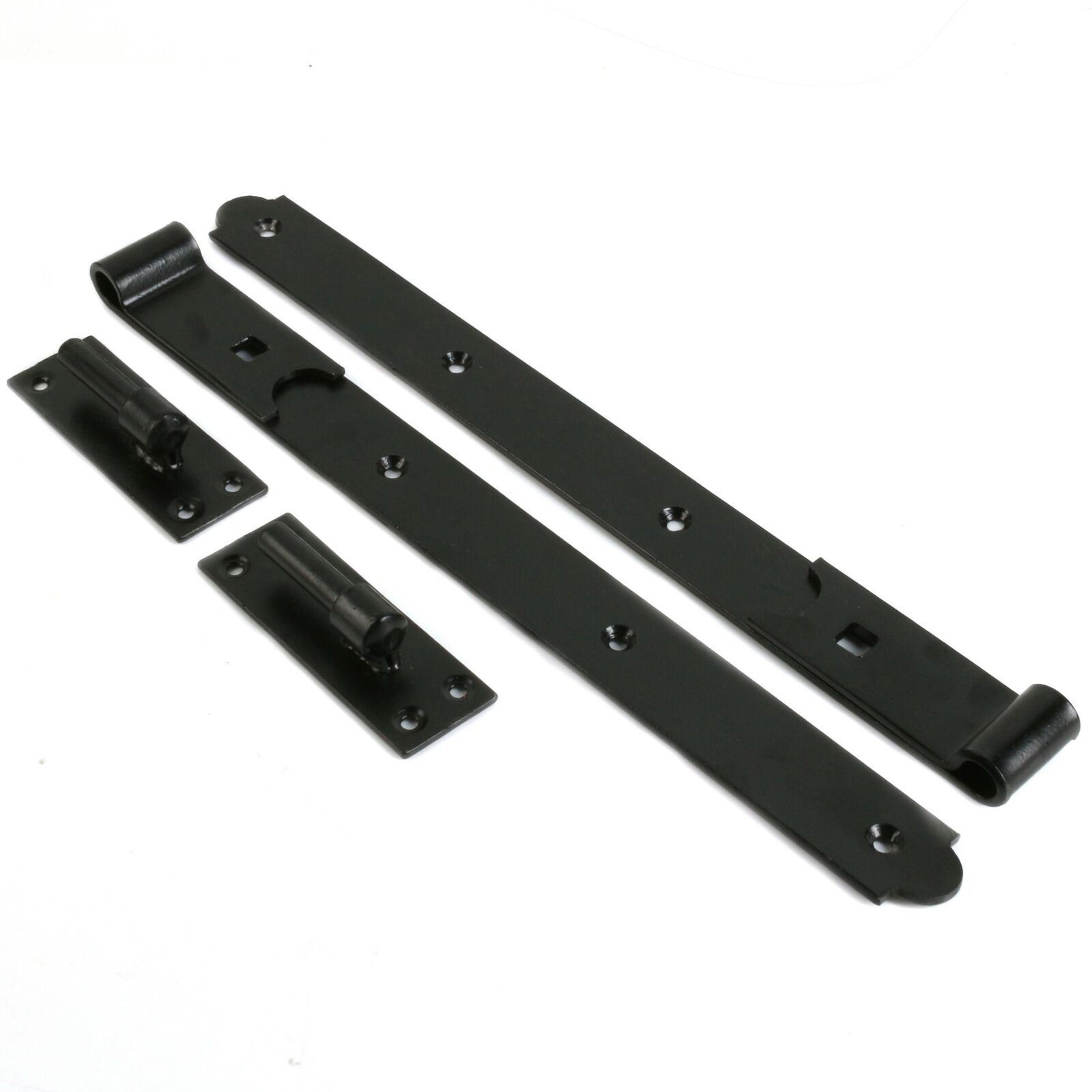 BLACK HOOK & BAND HINGE PAIR 500mm Garden Gate Shed Garage Door WITH