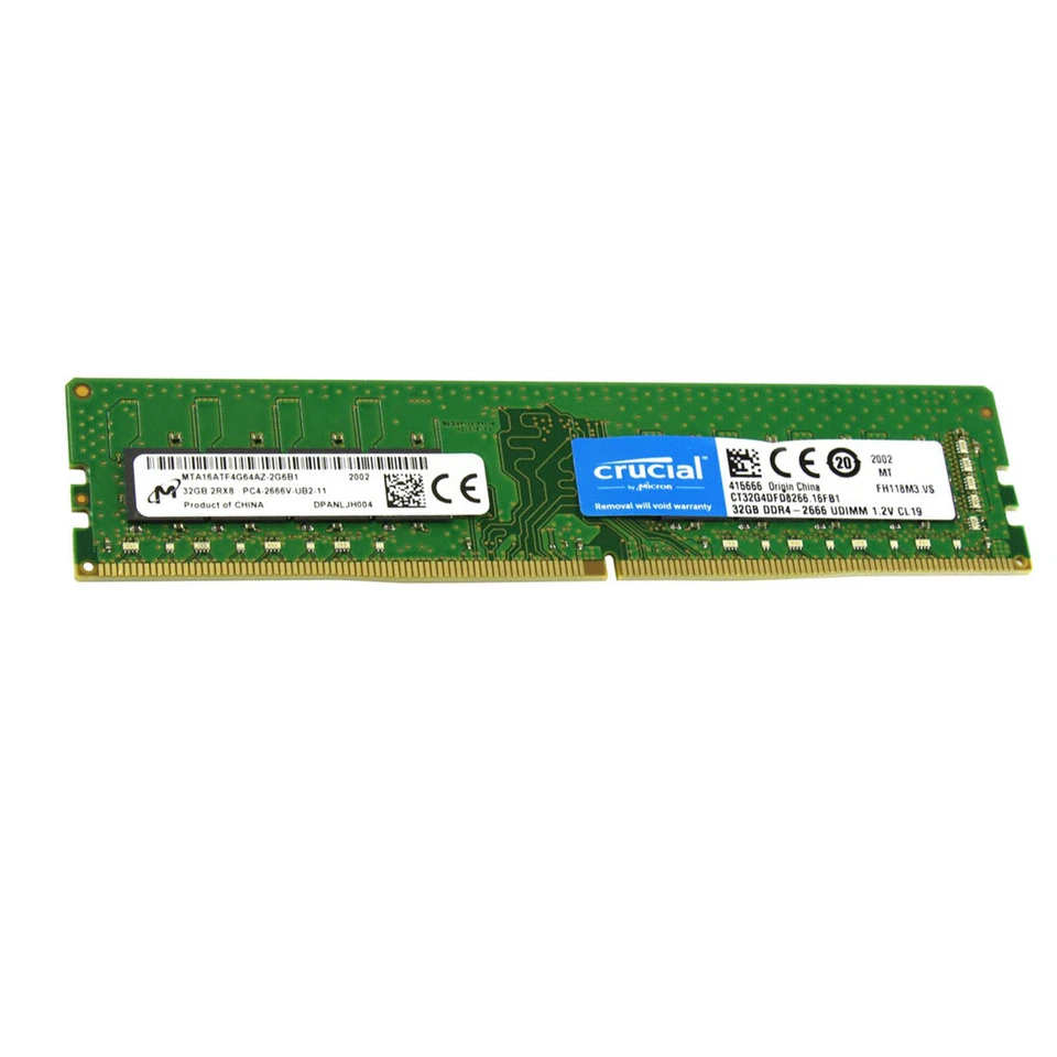 New Crucial 64GB (2X32GB) DDR4 2666MHz PC4-21300 UDIMM Memory Ram CT32G4DFD8266 - Image 2 of 4