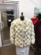 Natural Blue Fox Norwegian 26" Jacket Amazing Checkerboard Design Medium Size
