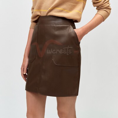 Leather Skins Brown Leather Skirt Womens Leather Skirt Suit Jacket