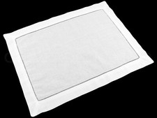 Hemstitch Placemats - Linen/Cotton Blend - White - 14" x 20" - Embroidery Blanks