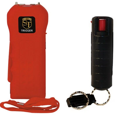SAFETY TECHNOLOGY Trigger 75 Million Red Stun Gun Pepper Shot OC Pepper Spray Combo Self Defense