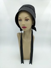 Authentic Amish Black Prayer Cap Bonnet Kapp with Ribbons Hand Made Holmes Co OH