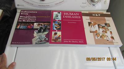 3 Books Human Disease Lab test & Diagnostic Nonphysician;s Guide Med History