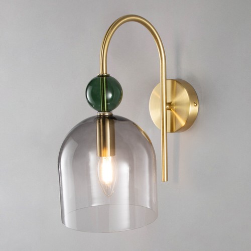 Visconte Vietri Wall Light 1 Arm with Smoke Tinted Glass Shade - Satin Brass - Picture 5 of 8
