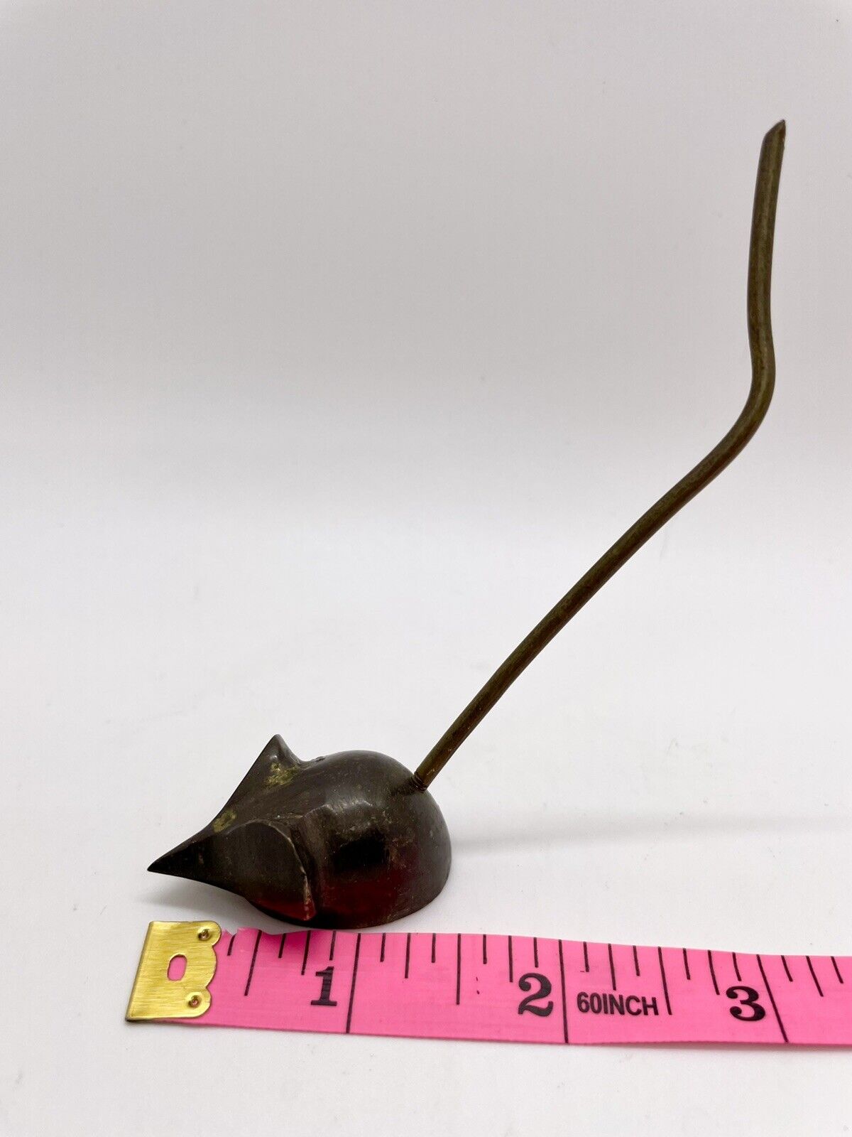 Vintage Mid Century Brass Small Decorative Mouse Figure with Tall Tail
