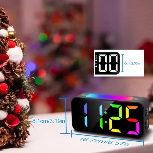 Touch Digital Alarm Clock LED Mirror Display Date Home Bedside Night Light Loud - Picture 7 of 7