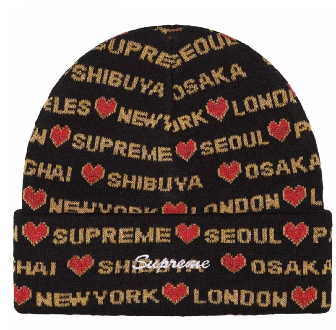 Bonnet noir Supreme Hearts FW24   NEUF