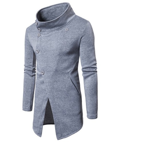 Chaqueta de abrigo de cuello alto manga larga para hombre de pecho único calce liso ajustado nueva B - Imagen 2 de 14