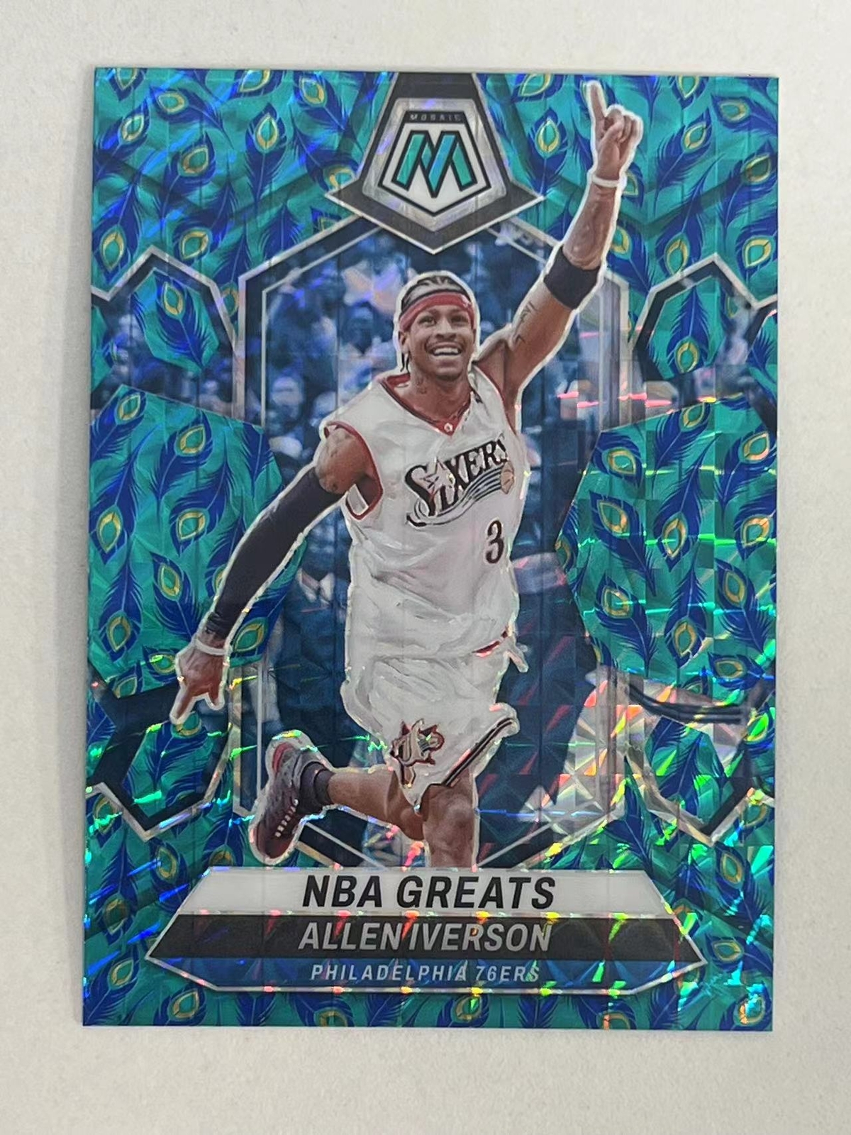 2023-24 Panini Mosaic Allen Iverson Base NBA Greats Mosaic Choice Peacock LJH