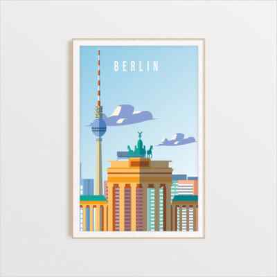 Berlin City Travel Illustration poster Choose your Size
