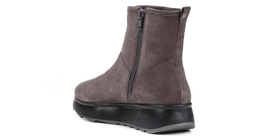 Geox Bottes automne/hiver Gendry en cuir gris avec fermeture éclair pour femmes - Photo 3/3