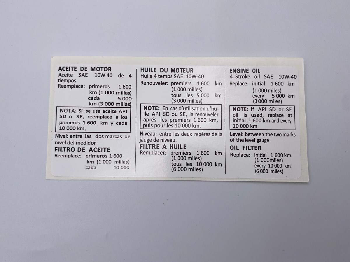 SUZUKI LJ80/SJ410 ENGINE OIL DECAL | eBay