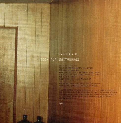 IGGY POP - CORRUPTION PROMO CD Virgin 1999 - Picture 2 of 2