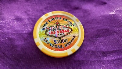 $1000 High Roller Casino Las Vegas Nevada 2 Sided 4cm $1000 Token Magnetic