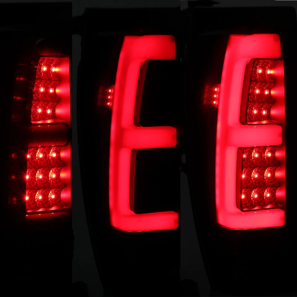 For 2002-06 Chevy Avalanche 1500 2500 LED Tube Bar Black Smoked Tail Lights Pair — 第 3/4 张图片