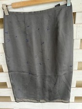 Vintage Express - Gray Purple 2-layered chiffon floral pencil skirt Size 2