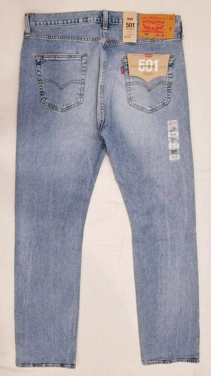 Levis 501 Original Fit Stretch Men's Jeans 34x32 Distressed Levis 501 Original Fit Stretch Men's Jeans 34x32 Distressed