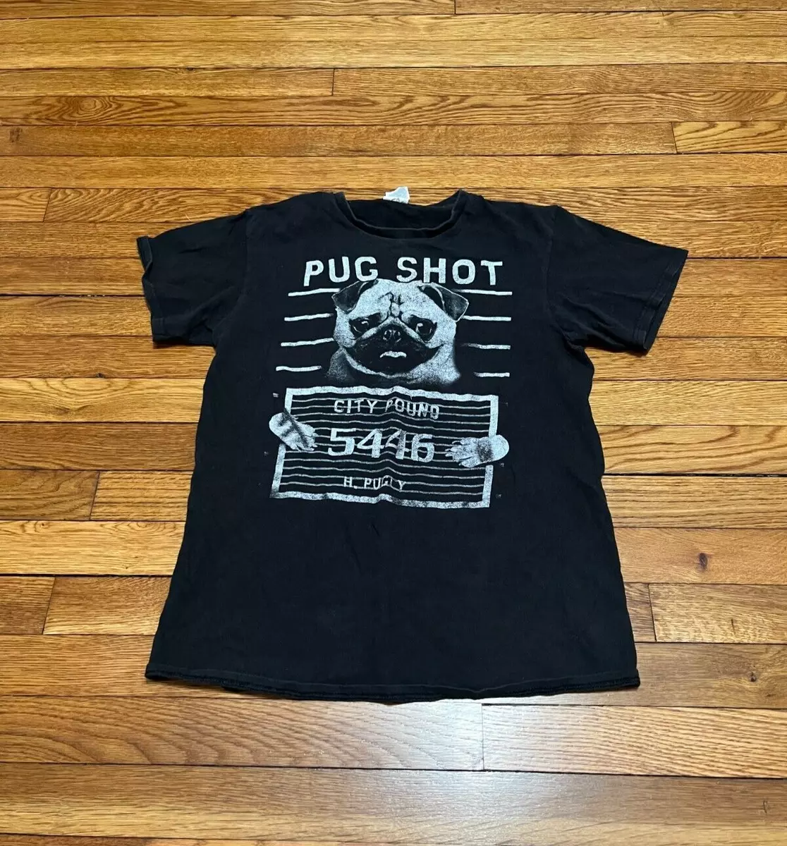 Delta Pro Weight Pug Shot Dog Lover Graphic T Shirt Unisex Size Small Black