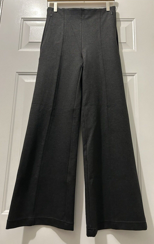 NEW Dark Gray ANN TAYLOR LOFT Pintucked Elastic Waist Stretch Flare Pants S NWT
