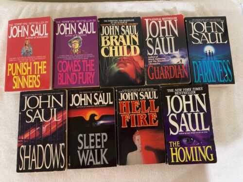 John Saul Lot 9 Horror PBs - Vintage - VG Brain Child, Hell Fire, Darkness