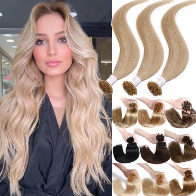 Thick 100G Russian Pre Bonded Keratin Glue Nail U Tip Remy Human Hair Extensions