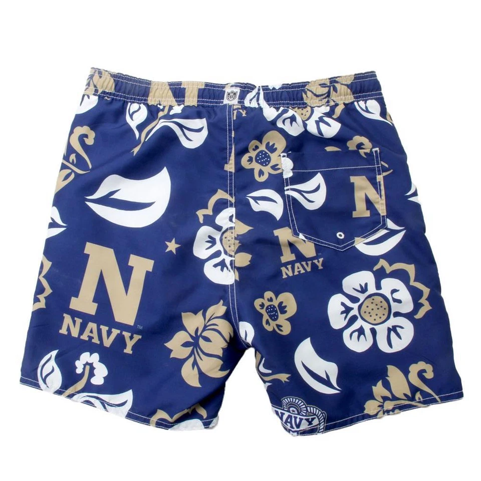 Men's Naval Academy Navy Swim Trunks Floral Swim Shorts - Image 2 of 4