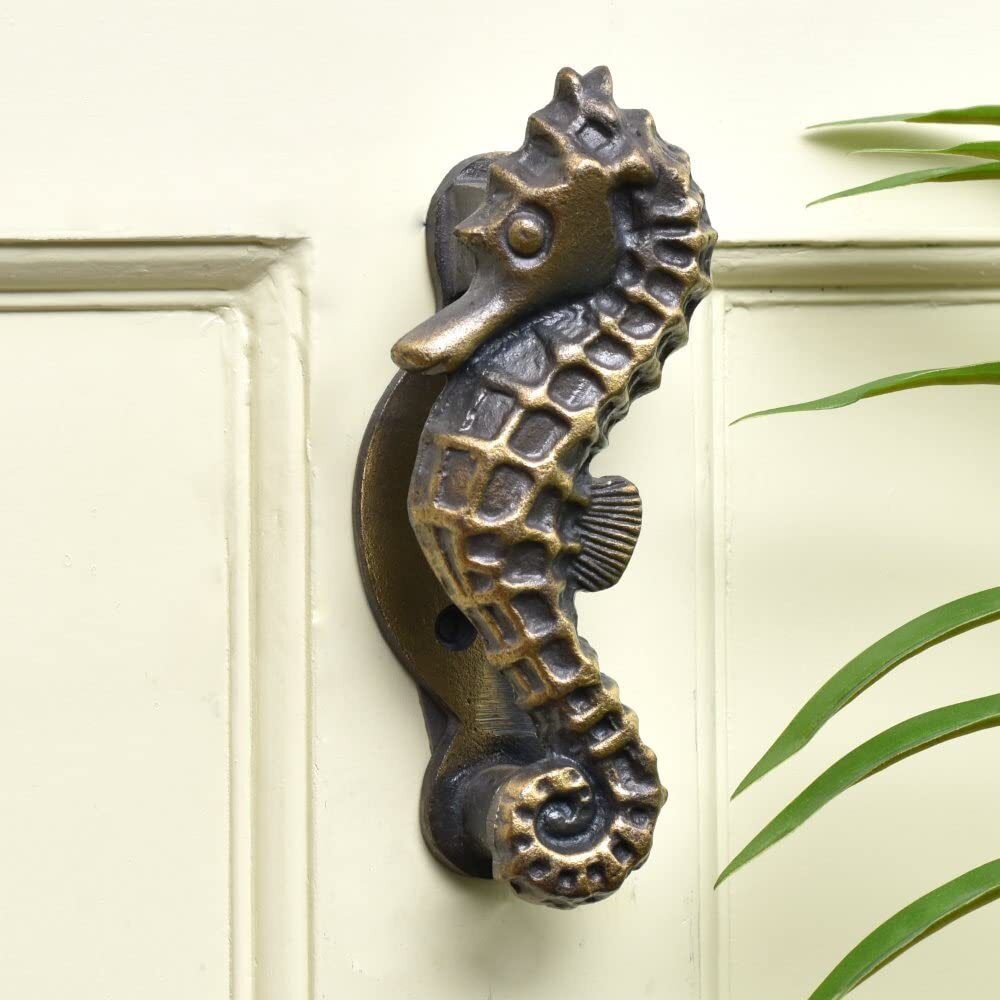 Iron Sea Horse Door Knockers for Front Doo Antique Entrance Door Decor 15 Cm