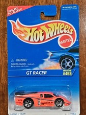 1995 Mattel Hot Wheels GT Racer 468 Lace Spoke Tampo Florescent Orange