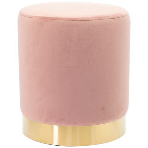 Pouf Poggiapiedi Velluto, Struttura Legno Base dorata 31x31x38cm Rosa - Foto 4 di 5