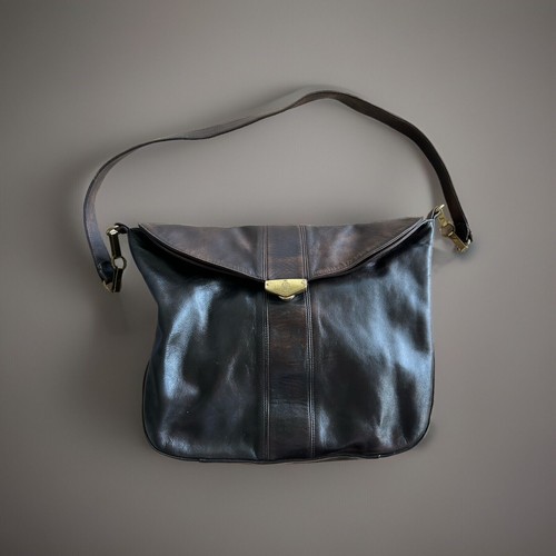 Mark Cross Vintage Dark Brown Leather Fold Over Shoulder Strap Purse Bag - Picture 6 of 16