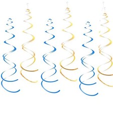 24 Pcs Double-Swirls Rainbow Hanging Swirl Decorations Plastic Streamers Foil...