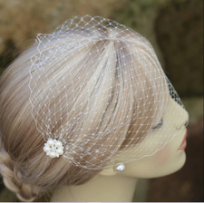 Simple Mesh Netted Bridal Birdcage Veil Small Flower Hat Vintage Hair Accessory
