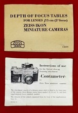Zeiss Ikon Miniature Cameras Contameter Depth of Focus Instructions Vintage