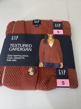 GAP Textured Cardigan Small Rust Brown