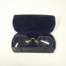 Shuron Eyeglasses Vintage Hexagon Rimless Goldtone Spectacles w/ Case