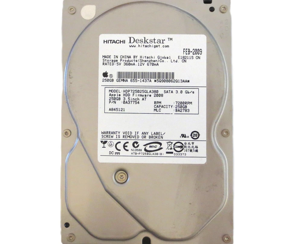 Hitachi HDP725025GLA380 0A37754 BA2783 (5Q9) China 250gb 3.5" Sata HDD 2009 - Image 3 of 4