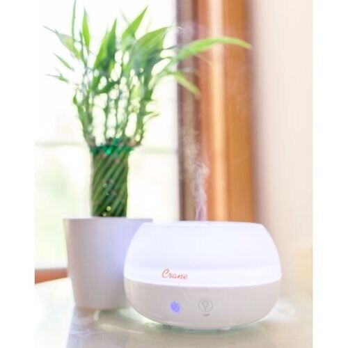 Crane Tabletop Personal Cool Mist Humidifier Aroma Diffuser Night Light 
