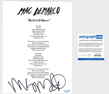 'Mac DeMarco' Signed Lyric Sheet 'My Kind Of Woman' Indie Pop ACOA
