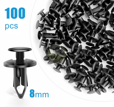 USA 100X 8mm Bumper Clips Retainer Auto Car Plastic Rivets Fastener Fender Push