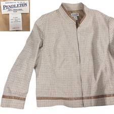 Pendleton Wool Jacket Womens Plus Tan Blue Ho...