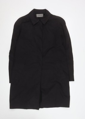 Jaeger Damenmantel schwarz mittellang UK 12 Baumwollmischung klassischer Stil