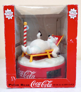 Vintage 1995 Coca-Cola Polar Bear Clock w/Instructions - No Music, Not Rotating