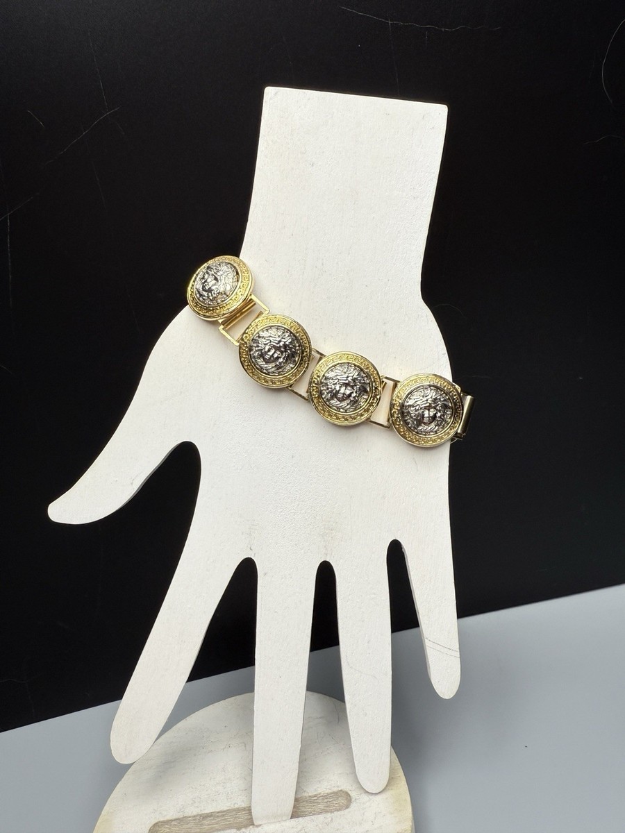 Gianni Versace Mixed Metal Medusa Medallion Costume Link Bracelet