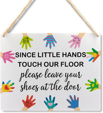 Ryeolo Wooden "Please Remove Your Shoes" Sign for Front Door, 10.2x7.8 Inches