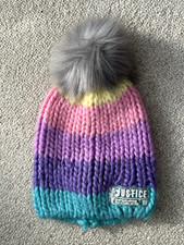 Justice Knit Winter Hat with Pom Pom ONE SIZE