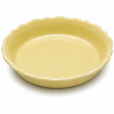 CorningWare Yellow 9 Inch Pie Plate Scalloped Edge Ceramic Baking Dish