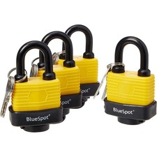 Heavy Duty Padlocks Keyed Alike 40mm Water Resistant Steel Plastic Covered - 4PC