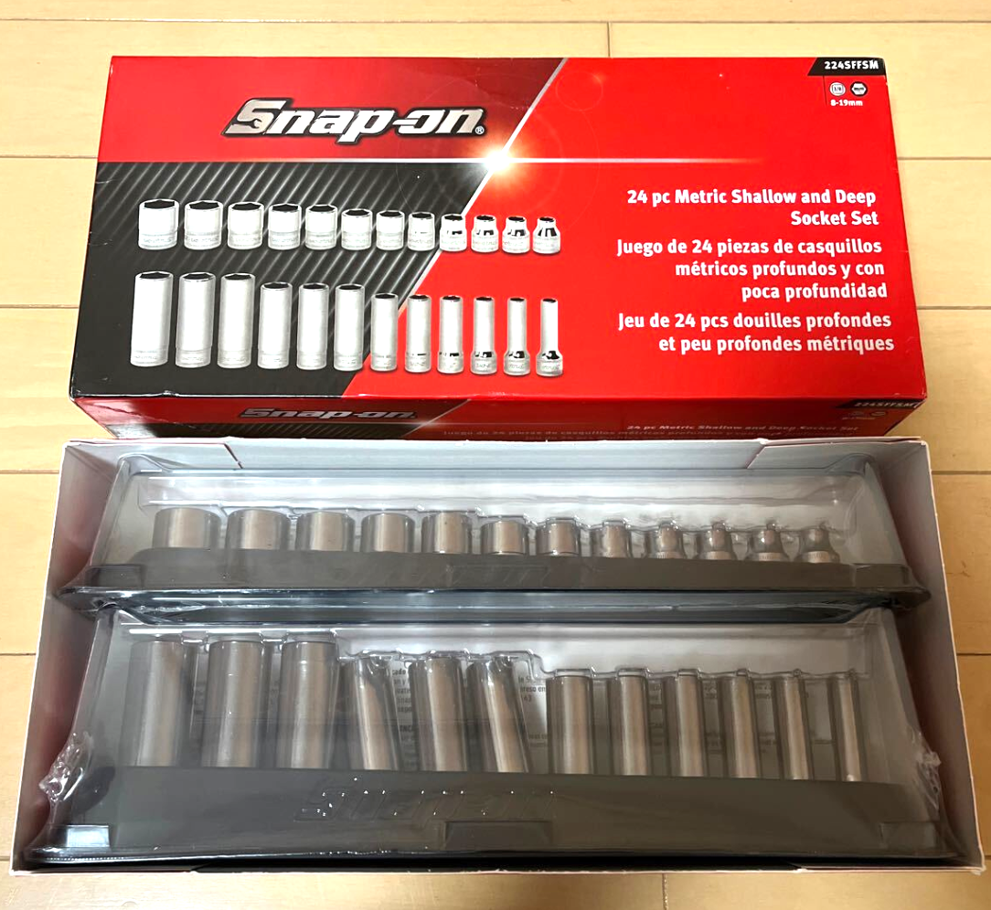 Snap-on 224SFFSM 24pc Metric Shallow and Deep Socket Set Unused in 