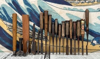 Vintage Japanese rare Chisel nomi 17set made by blacksmith /Hammer Hand Tool a22